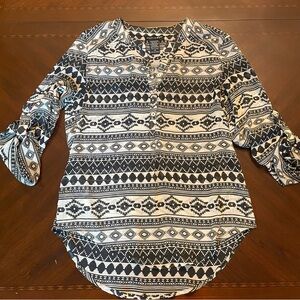 About a girl Black and Cream Tribal Pattern Top